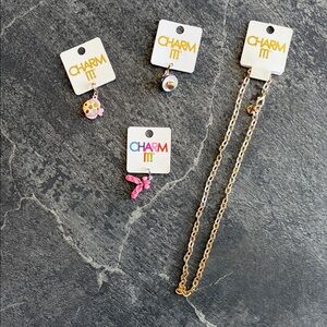 NWT - Charm It! Necklace and 3 pc Charm Set